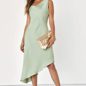 Lulus Sage‎ Green Asymmetrical Midi Dress